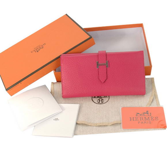 Cheap Fake Hermes Bearn Japonaise Tri-Fold Wallet H308 Peach